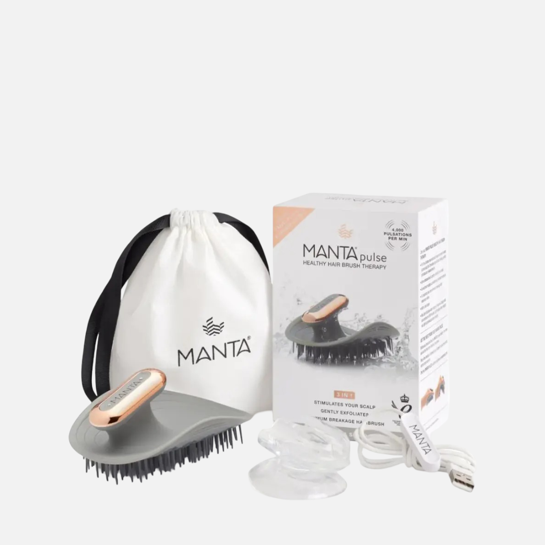 Щітка масажна для волосся сіра Manta Healthy Hair Pulse Brush with Shower Holder
