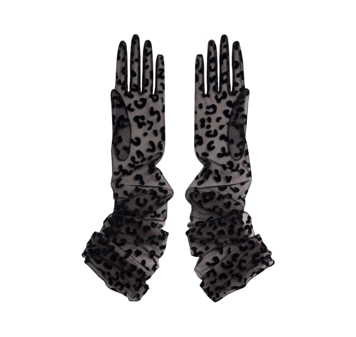Жіночі рукавички сітчасті з лео-напиленням Silky Dreams × Dunyaha Leo Gloves Black - 