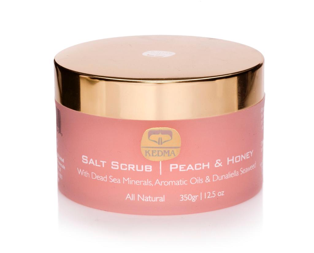 SALE Скраб для тіла Kedma Salt Scrub Peach and Honey з персиком і медом, 350 мл - 