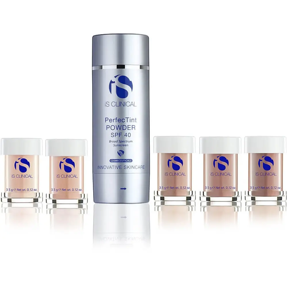 Сонцезахисна пудра SPF 40 з ультрам'якою щіточкою iS Clinical PerfecTint Powder SPF 40, 7 г (2*3,5 г