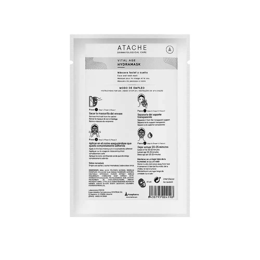 Маска гідрогелева антивікова для обличчя та шиї Atache Retinol Vital Age Hydramask, 1 шт