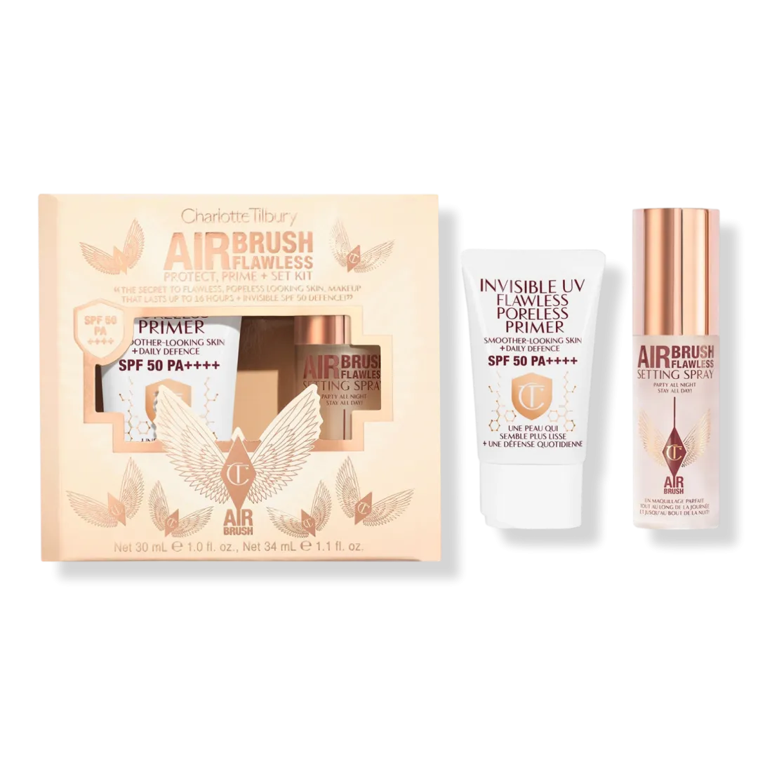 Набір для підготовки та фіксації макіяжу Charlotte Tilbury Airbrush Flawless Protect, Prime + Set Kit