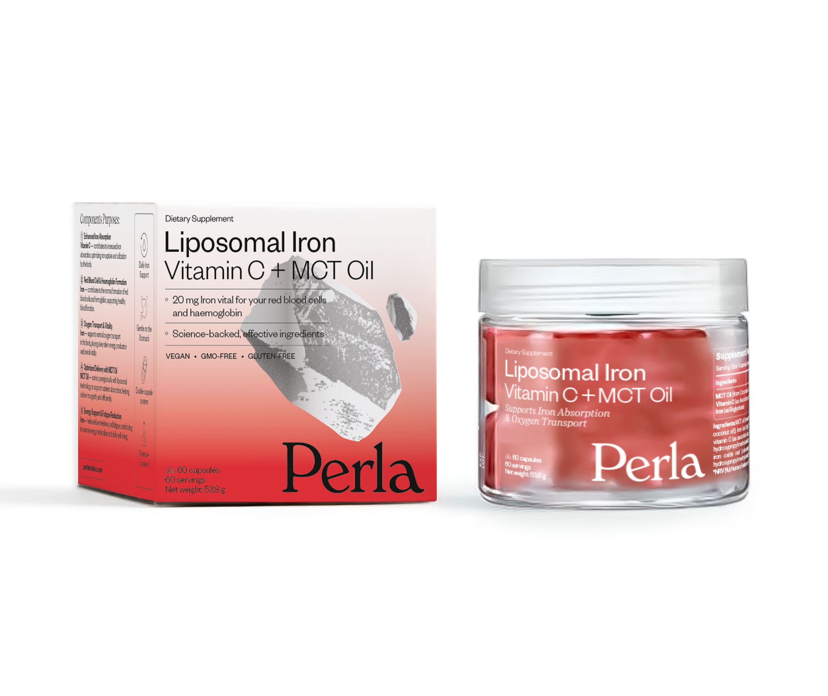 Ліпосомальне залізо Підтримка рівня заліза Perla Helsa Liposomal Iron, 60 капсул - 