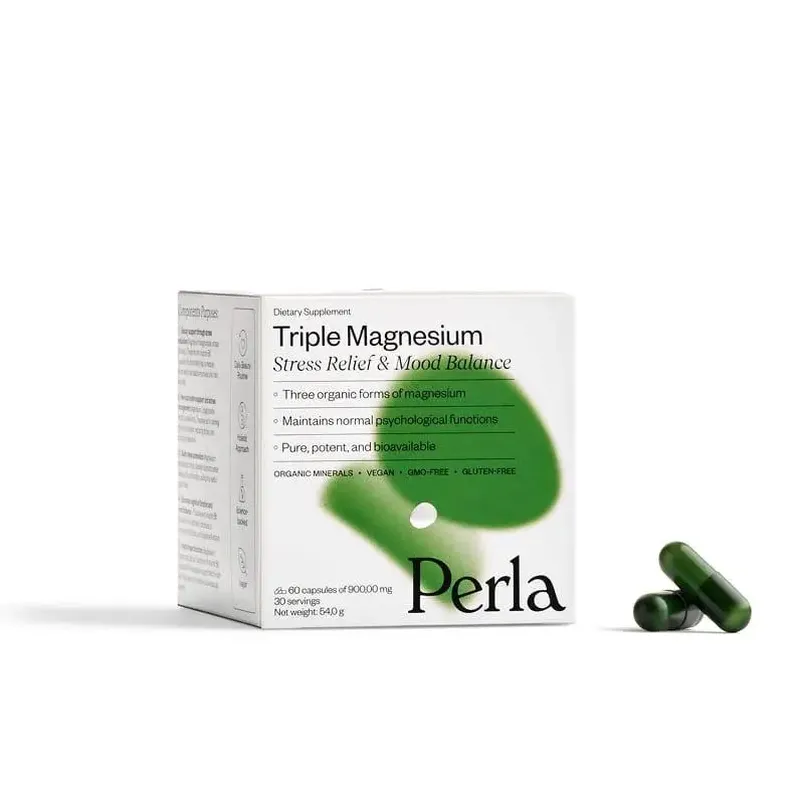 Харчова добавка для нервової системи та стресостійкості Perla Helsa Triple Magnesium, 60 капсул - 