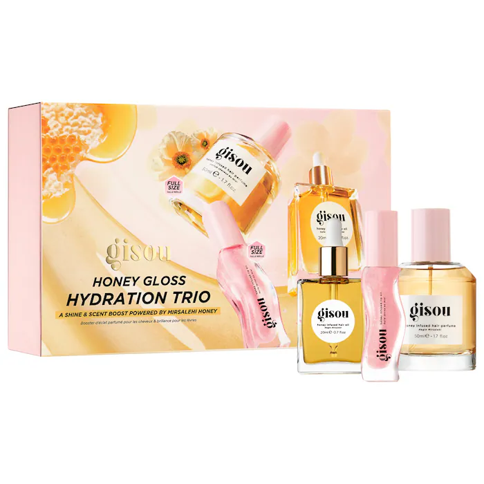 Набір для зволоження та блиску волосся і губ Gisou Honey Gloss Hydration Trio - 