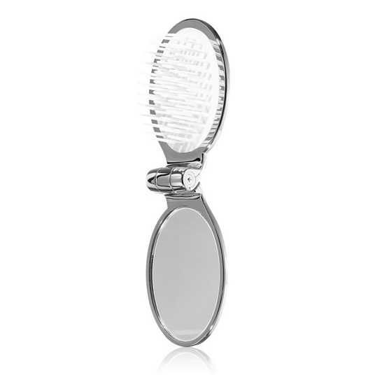 Срібна складна щітка з дзеркалом Janeke Folding Hair-Brush With Mirror Silver